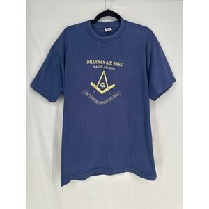 Vintage Dhahran Air Base Shirt XL Blue Force Saudi Arabia Military Cornerstone